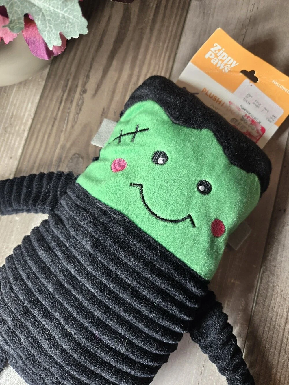 NWT ZippyPaws Frankenstein Plush Dog Toy – Green & Black – Halloween